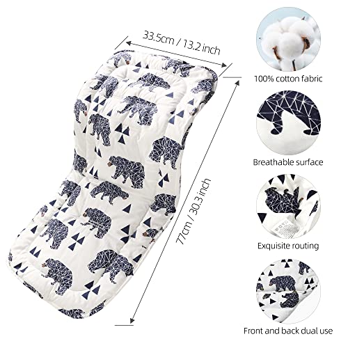 Baby Carriage Cushion, Universal Breathable Stroller Mat, Stroller Cushion For Strollers 100% Cotton, 34X78Cm 1 Pack (Black Bear) #TOP4