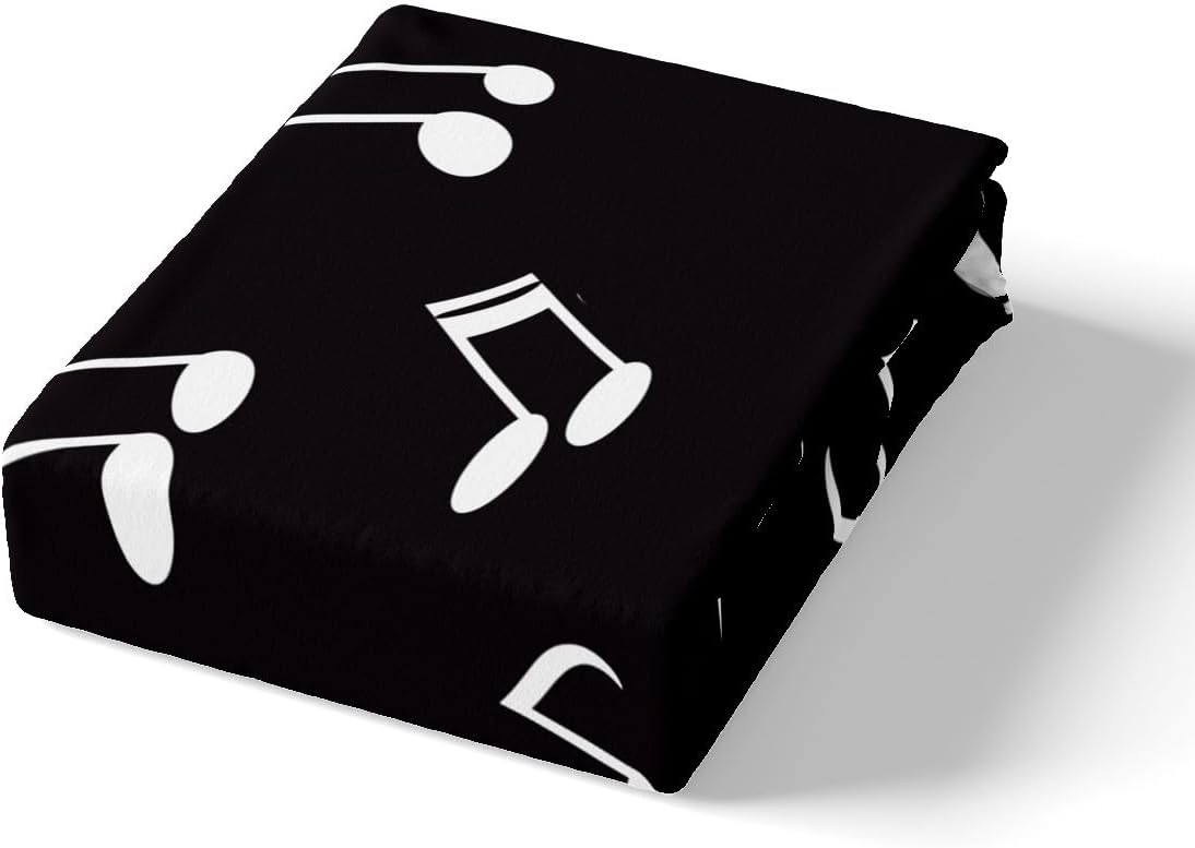 Piano Fitted Sheet Full 3 Pcs,Kids Boys Teens Girls Piano Keys Sheets Sets Breathable Bedding(No Top Sheet),Rock Musical Bed Sheet with Deep Pocket,Music Notes Bed Cover