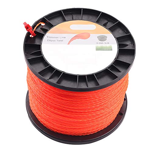 Wellsking 0.095\" Round Twist String Trimmer Line 3 lbs 985 Foot Spools Weedeater Line for FS45 SRM225 SRM210 SRM230 Trimmer Head Weed Eater with Bonus Line Cutter