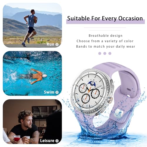 Eiavike Silicone Sport Band For Samsung Galaxy Watch 8 40mm 44mm/Galaxy Watch 8 Classic 46mm, Adjustable Replacement Soft Waterproof Strap for Men Women (Lavender) - image 4