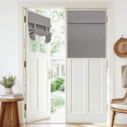 Joydeco 100% Blackout French Door Curtain 34x40 Inch, Grey