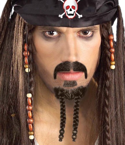 Forum Novelties Men s Pirate Beard and Moustache Costume Set, Brown, One Size