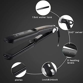 Professional Steam Straightener for Hair  Ceramic Tourmaline