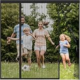 Moskitonetz, Doppeltür, magnetisch, 280 x 280 cm, Fliegenschutz, ultradünnes Netz, ohne Bohren, automatischer Verschluss, für Schiebefenster, Fenster, Flur, Terrasse