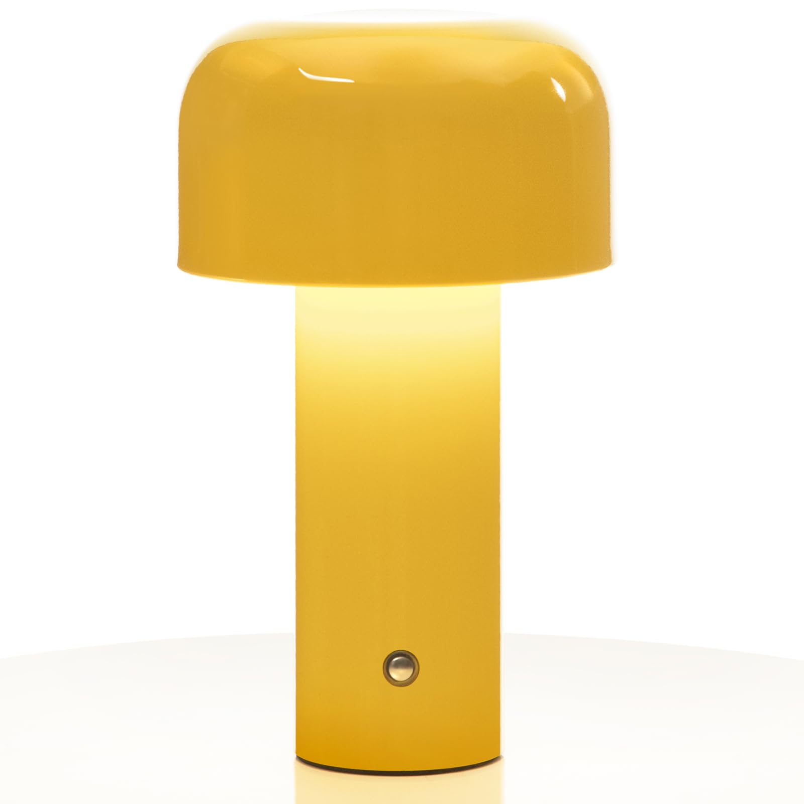 Cordless Mushroom Table Lamp,Portable Table Lamp,Dimmable Rechargeable Modern Touch Lamp,Small Bedside Lamp,Battery Operated Lamp,Night Light for Indoor Outdoor(A-Lemon Yellow)