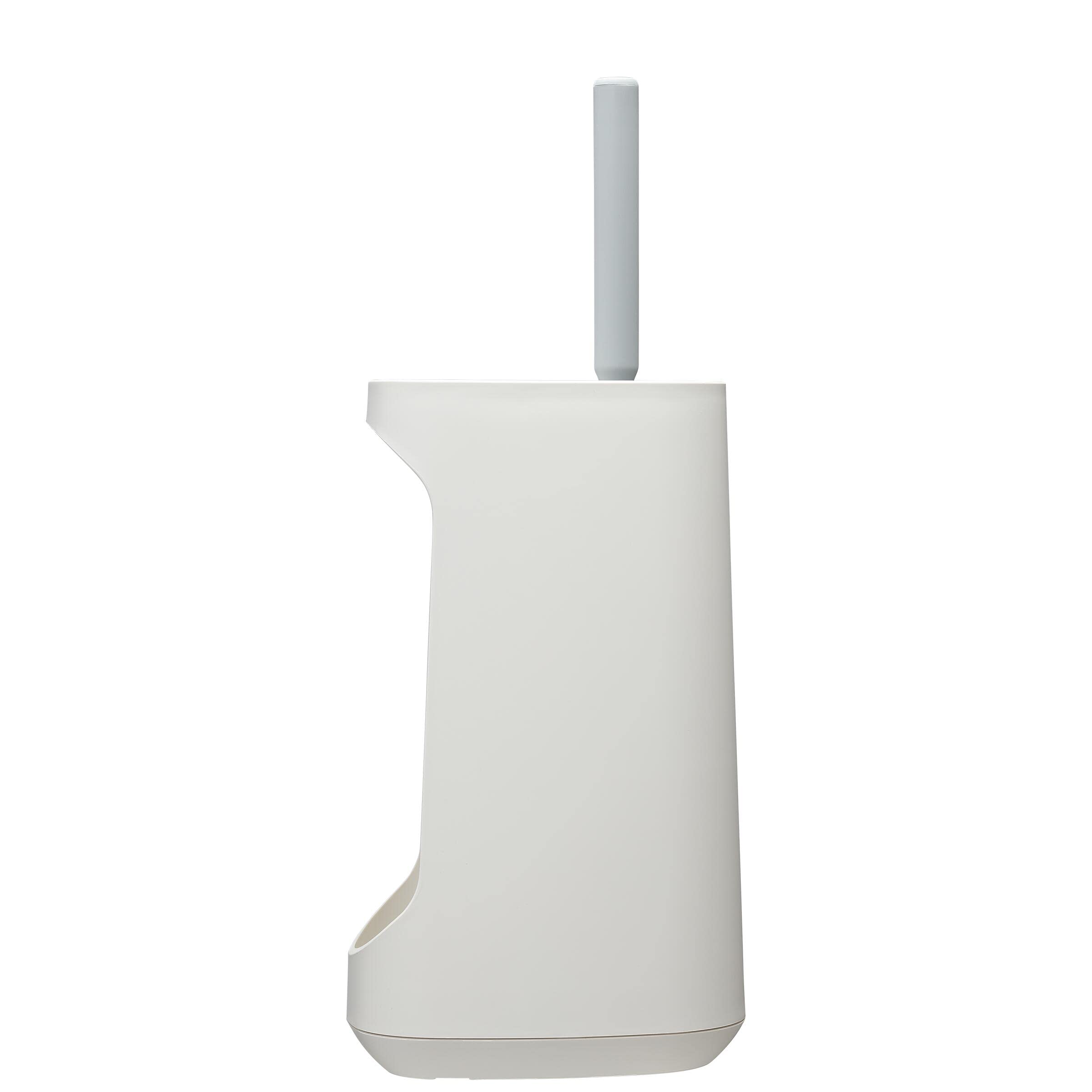 Tiger Tess, Escobillero con Capacidad de Almacenamiento Independiente y Swoop®, escobilla WC Flexible Blanco/Gris Claro, 187x145x454mm