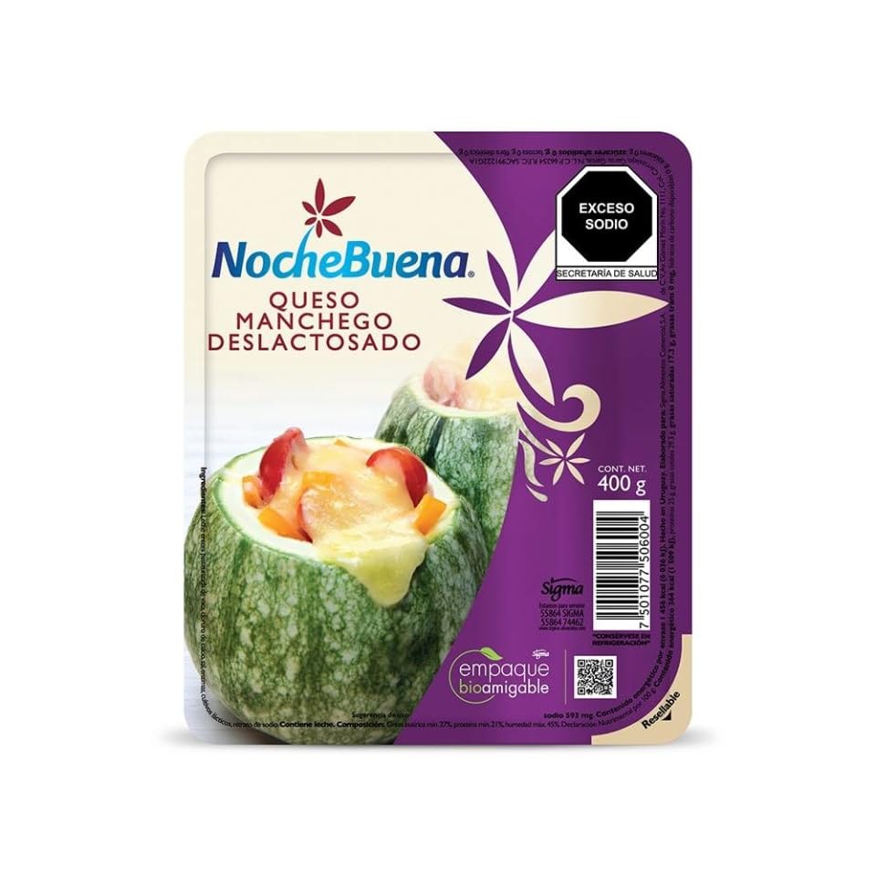 La Mejor Lista de Queso asadero que puedes comprar esta semana. 29 Nochebuena Queso Manchego Deslactosado, 400g