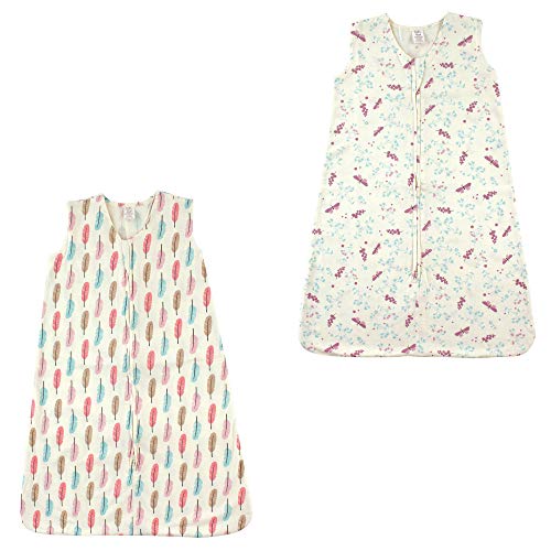 Image of Touched by Nature Baby Organic Cotton Sleeveless Wearable Sleeping Bag, Sack, Blanket, Botanical Flutter And Feathers 2-Pack, 6-12 Months