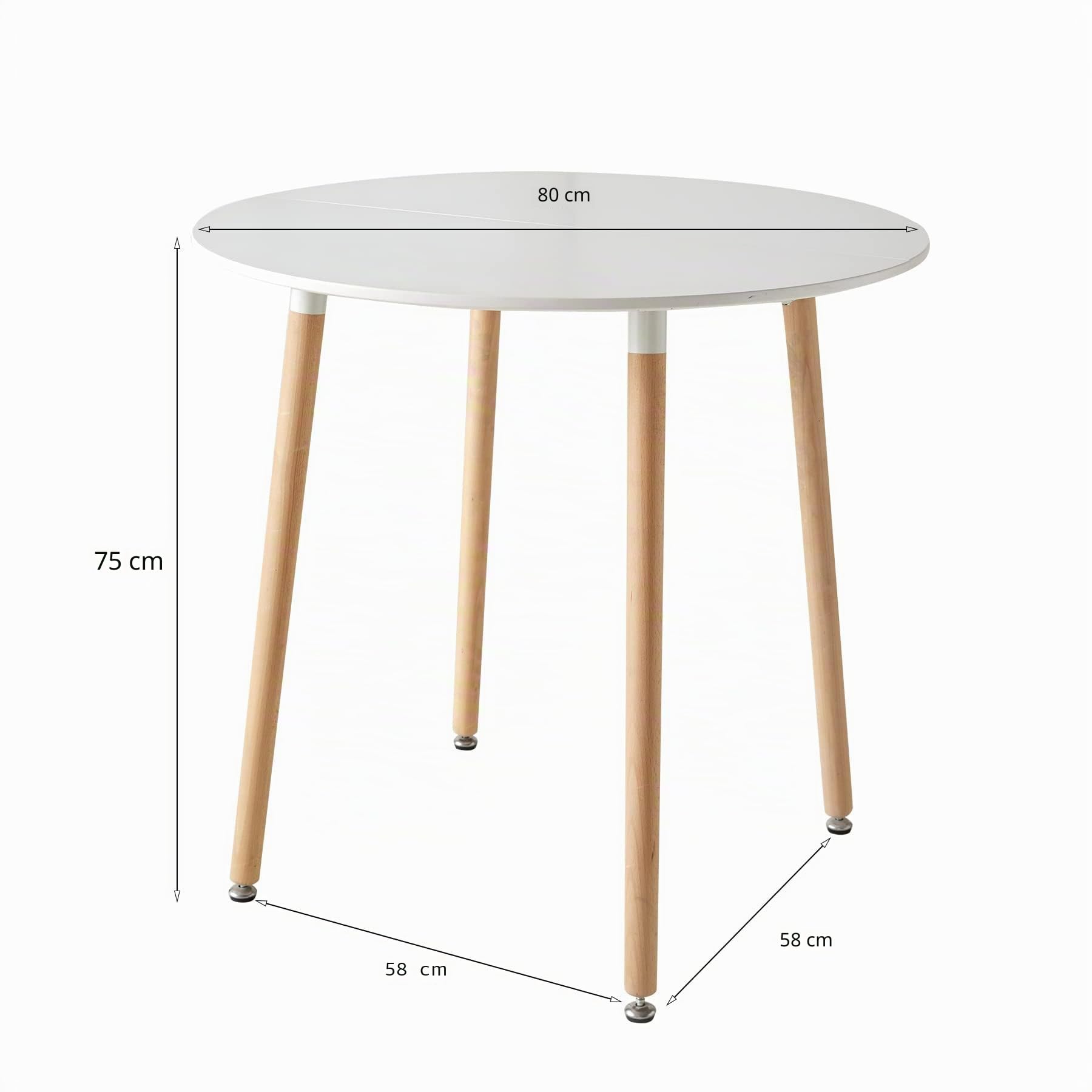 GrandCA HOME Juego de Muebles de Comedor Mesa de Comedor Redonda con 4 Sillas de Cocina Tapizadas para el Hogar, Oficina, Cocina (Blanco)