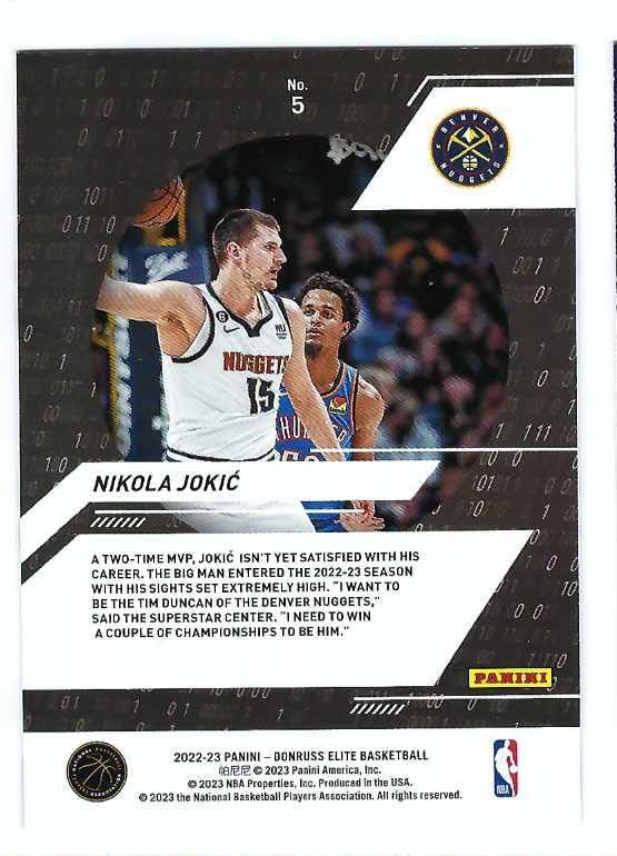 Miniatura 2 de NIKOLA JOKIC 2022-23 Panini Elite Power Formulas #5 Card Denver Nuggets Basketball