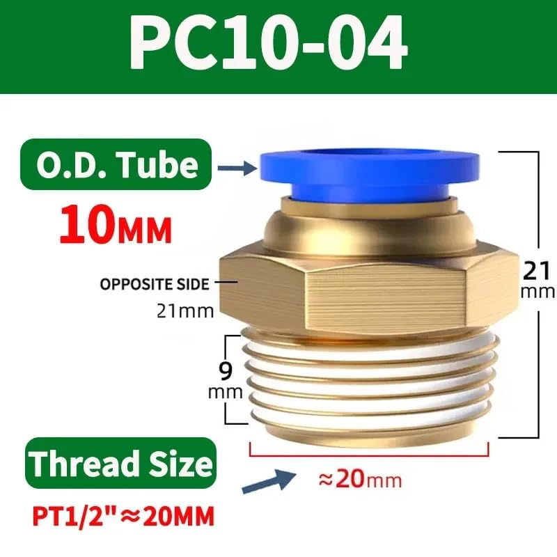 50/100/500 PCS Raccordo pneumatico aria Connettore rapido Filettatura maschio Compresso Tubo Tubo Tubo PC4-M5 PC6-01 PC8-02 PC10-03 PC12-04 (PC10-04,100 PCS) Raccordo per tubo