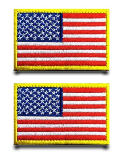 2 Piezas Parche Bandera Emblema Golden Estados Unidos,Removible Parche Militar Parche Bordado Anillo Gancho Parche Táctico Aplicación para Mochilas Exterior Chaqueta Ropa Bolsos Chaleco Arnés Jean