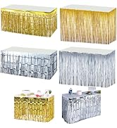 Lot De 4 Jupes De Table à Franges Métalliques Dorées - 73,6 X 274,3 Cm Pour Table Rectangulaire Mariage Et Fête