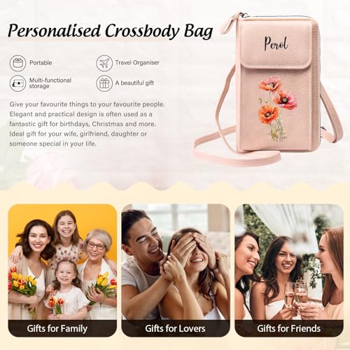 Mothers Day Gifts Personalized Wallet Women Custom Birth Flower Wallets for Women Name Wallet for Her Gifts for Grandmother Wife (Pink)4