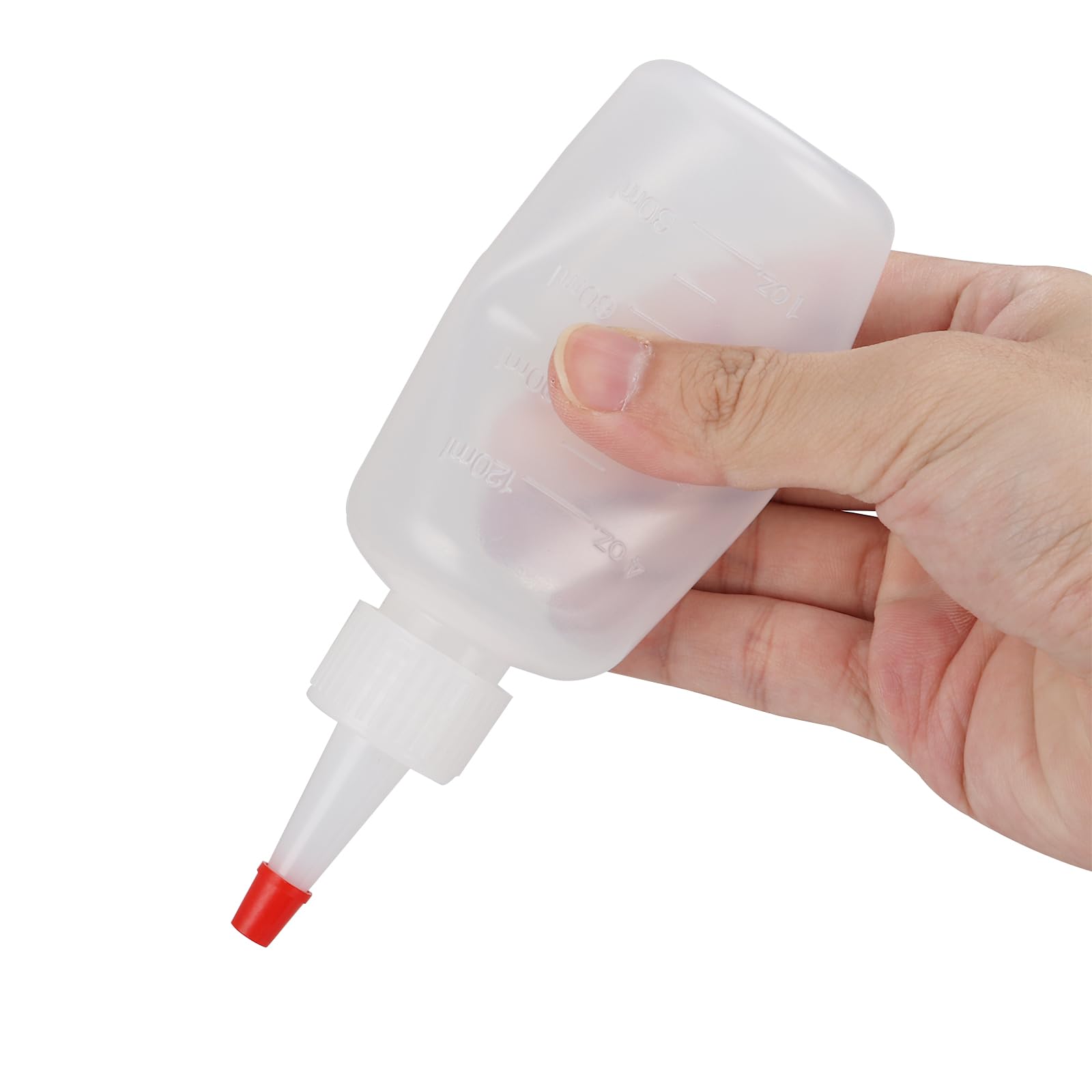 Lot de 40 bouteilles compressibles en plastique de 118 ml avec capuchons rouges et mesure, anti-fuite rechargeables en plastique pour barbecue, ketchup, sauces, vinaigrette, sirop, arts, artisanat,