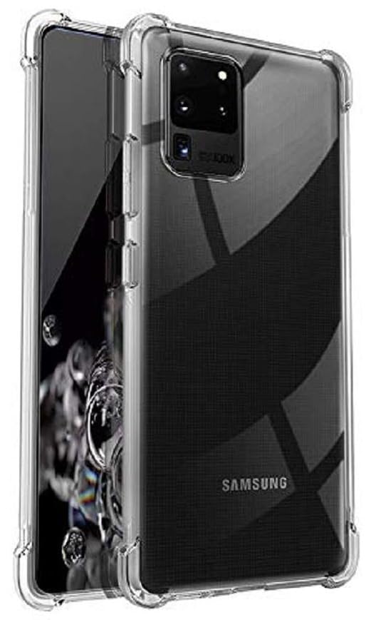 Image of BOXXO Flexible Back Cover for Samsung Galaxy S20 Ultra 5G | Back Cover Transparent Clear Shockproof Case Four Corner Protection | Slim Protective Mobile Phone Cover for Samsung S20 Ultra 5G