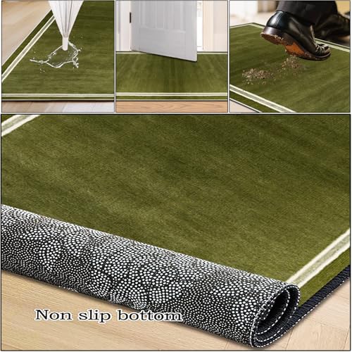 Alfombra de cocina lavable y antideslizante en verde de 70x250 cm 5