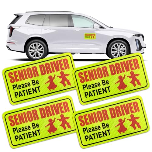4PCS Senior Driver Car Magnet,Reflective Senior Driver Magne