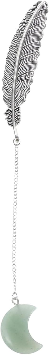 KALLORY Natural Moon Crystal Readers Bookmark Reading Bookmarks Retro Style Bookmark Book Reading Mark Bookmarks Presents Tassel Bookmark Shaped Bookmark Plume Bookmark Crystal Rough