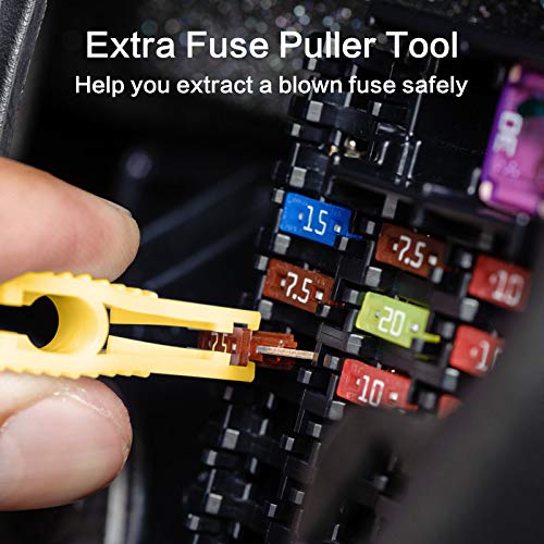 130 Pcs Car Fuses, WOWOONE Standard Blade Car Fuses Assortment Kit, Inline Fuses for 32 Volt, Variety of Automotive Fuses with Puller, 1A 2A 3A 4A 5A 7.5A 10A 15A 20A 25A 30A 35A 40A, for ATC APR ATO - Thumbnail 5