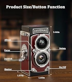 Mini fotocamera retrò vintage 12 MP 1080P FHD fotocamera digitale TLR autofocus fotocamera con scheda di memoria da 16 GB macchina fotografica portatile compatta per bambini adolescenti studenti