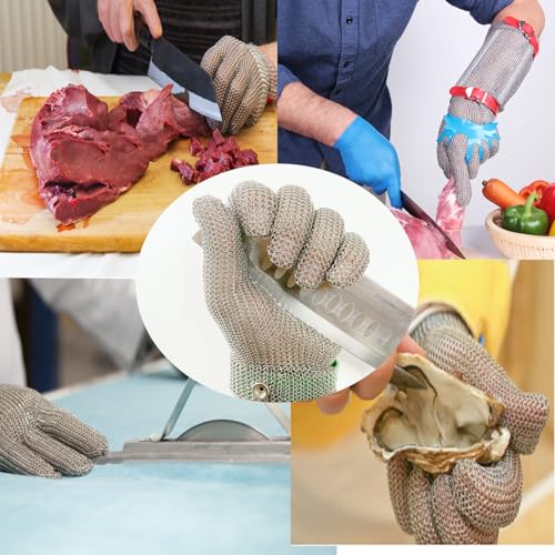 AWIORETON Cut Resistant Stainless Steel Metal Mesh Chainmail Glove Butcher Glove (Medium (Pack of 1)) by AWIORETON - Image 4
