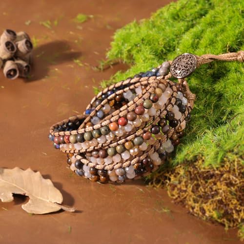 JR.DM Boho Beaded Bracelets for Women - Handmade Adjustable Crystal Natural Stone Bead Wrap Bracelets, Bohemian Jewelry Braided for Unique Birthday Gifts by JR.DM - Used condition - Image 8