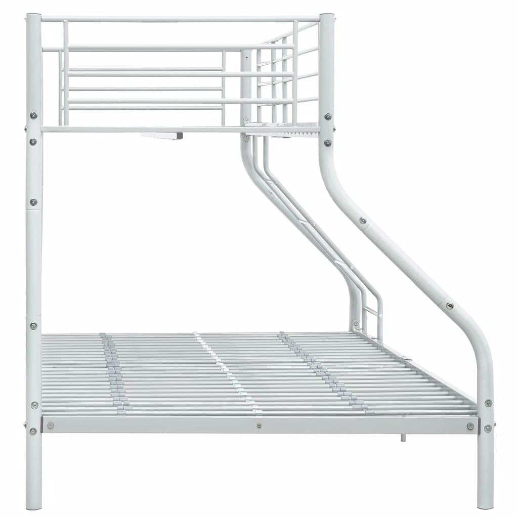 Homgoday literas Juveniles,Estructura de litera de Metal Blanco 140x200 cm/90x200 cm para niños, Adolescentes, Adultos, fácil de Montar