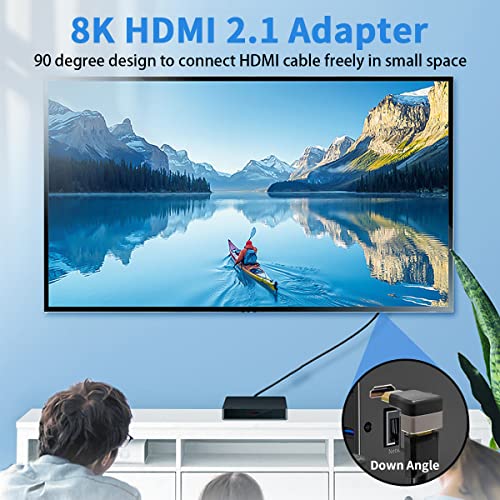 Duttek 8K HDMI 90 Degree Adapter, HDMI 2.1 Down Angle Male to Female Extension, Supports 8K@60Hz, 4K@120Hz HDR, Dolby, eARC - Image 3