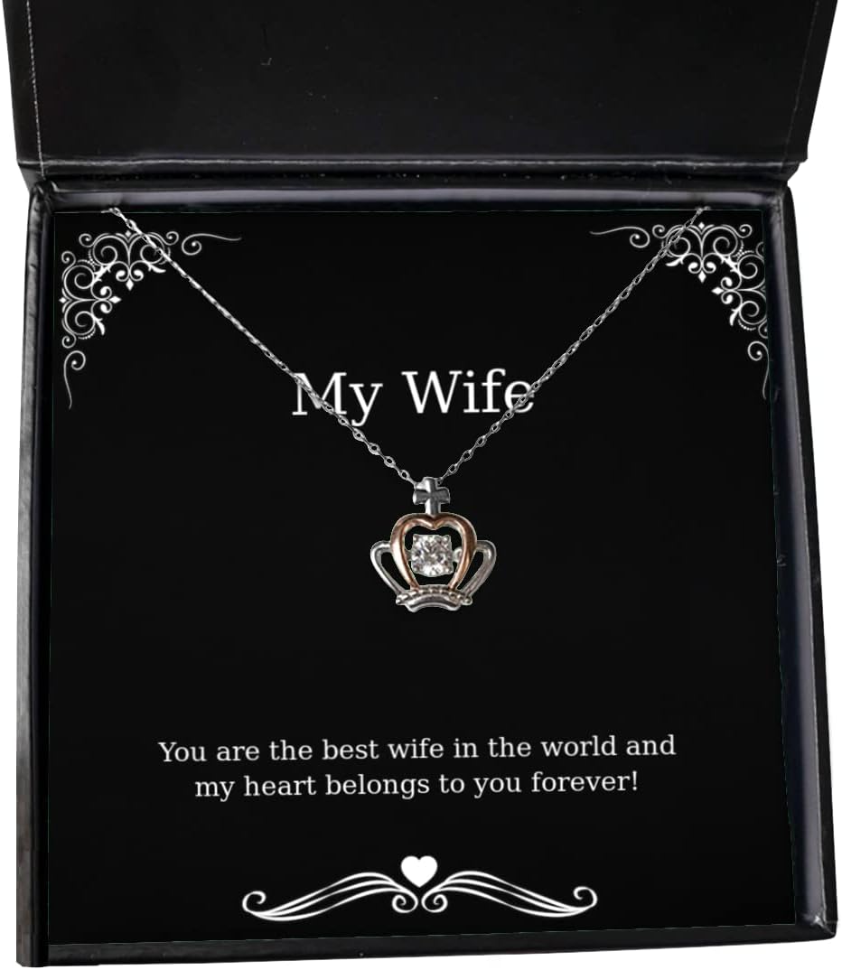 Krumfortable Living Best Wife, You are The Best Wife in The World and My Heart Belongs to You!, Epic Holiday Crown Pendant Necklace for Wife