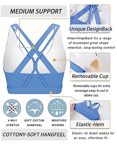 Image of RUNNING GIRL Sports Bras for Women,Seamless Strappy Sports Bra High Support Crisscross Back with Removable Pads