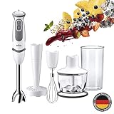 Braun MultiQuick 5 Vario MQ 5037 Stabmixer, 750 W, Kartoffel- und Gemüsestampfer, Edelstahl-Schneebesen, EasyClick System, PowerBell Technologie