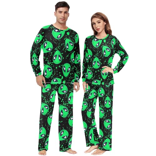 Couples Matching Pajama Sets Marijuana Weed Leaf Two-piece Long Sleeve Sleepwear for Men & Women XXS-XXL