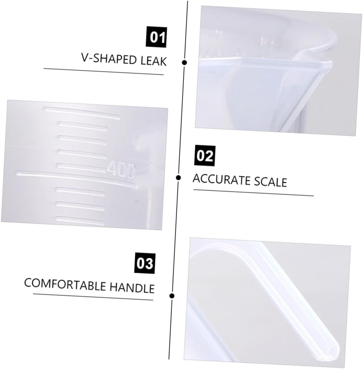 5pcs 500ml Pp Measuring Cups Set without Lid, Graduated Kitchen Baking Measuring Jug for High Temperature Resistance and Home Cooking