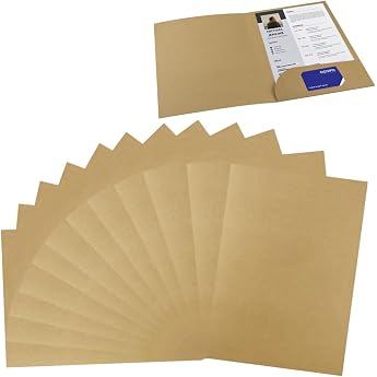 Pack of 12 A4 Kraft Paper Document Folder Presentation Folder with Pocket