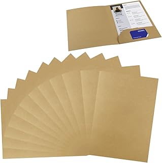 12 Stück Kraftpapier Dokumentenmappe Mappe A4 Präsentationsmappe mit Kartenschlitzen Tasche Aktenordner Organizer Aufbewahrungsmappe Bewerbungsmappen Papier Ordner Set für Büro Schule Business Zuhause