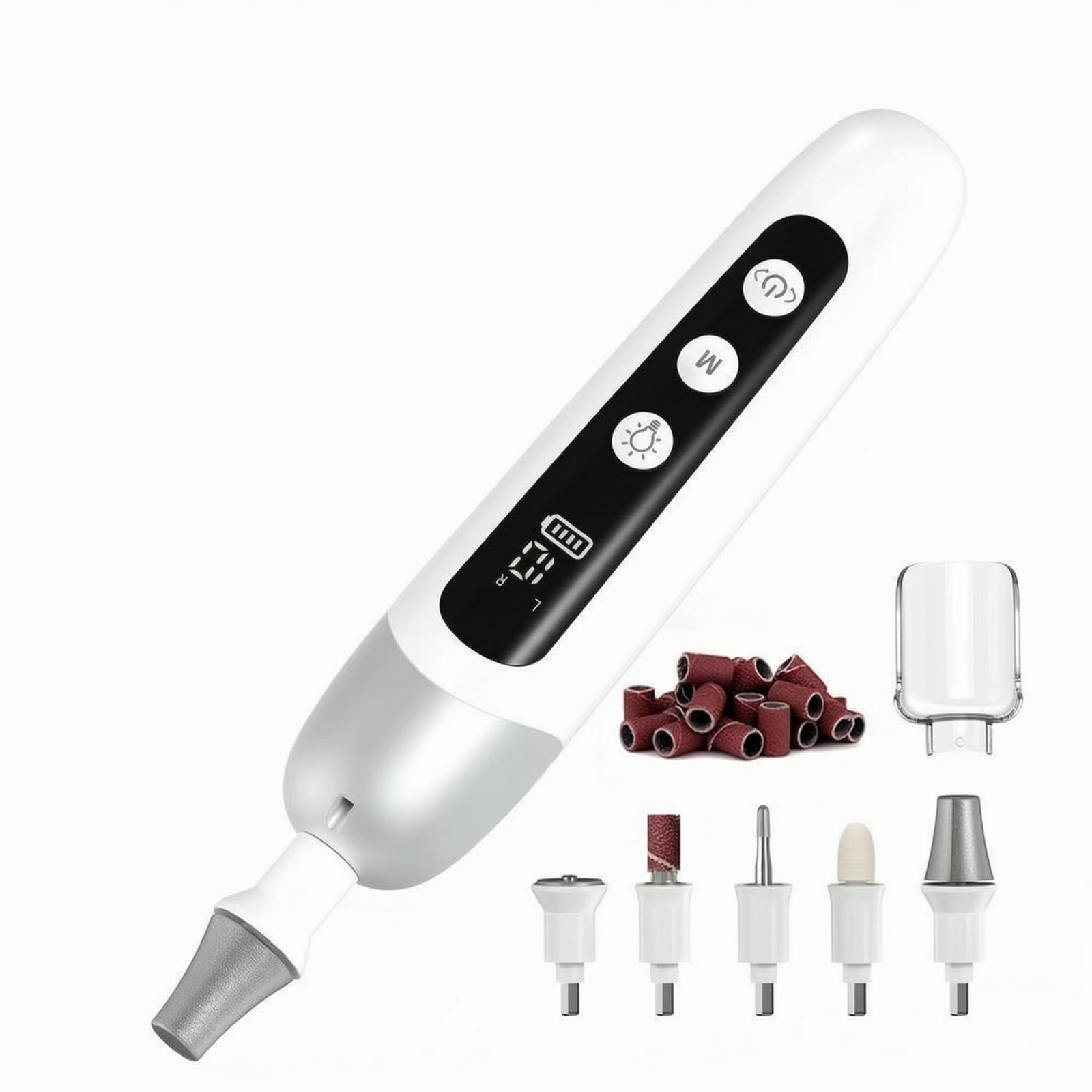 Amagogo Taladro Uñas Mano Recargable Velocidad Ajustable Taladro Uñas con Luz LED Uso Doméstico para Principians,