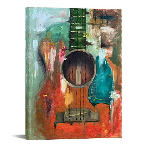 Yeilnm Music Canvas Wall Art Red Guitar Canvas Prints Abstract Musical Instrument Painting Artwork Home Office Living Room Bedroom Decor Bar Decor Gallery Ready To Hang #TOP22