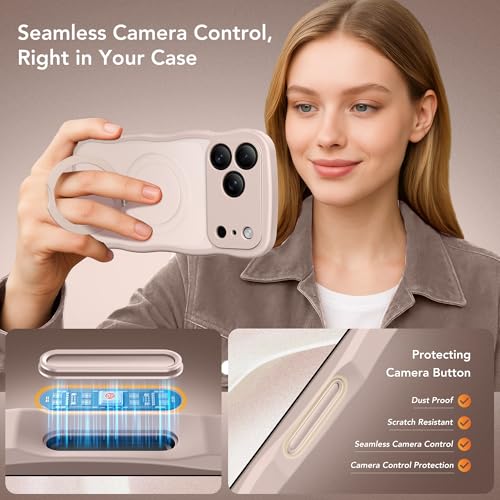 for iPhone 17 Pro Max Case for Women,[Compatible with Magsafe][360° Spin Magnetic Stand][Cute Wave Edge][Military-Grade Protection]Translucent Matte Phone Case for iPhone 17 Pro Max,Rose Gold by GolbinBox - Used condition - Image 6