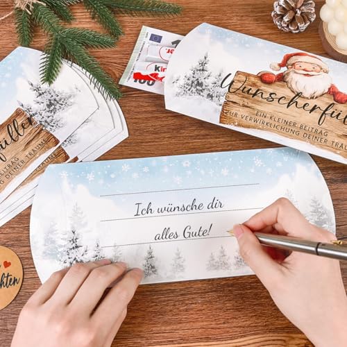 Wunscherfüller Geldgeschenk Weihnachten Verpackung, 8 Stück groß Geldgeschenke Kissenschachteln Geschenkbox Befüllen, Gutschein Verpackung Weihnachten, Geld und Süßigkeiten Geschenkverpackung