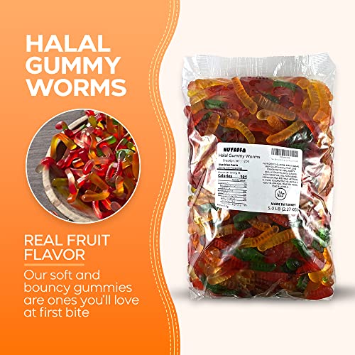 Gummy Worms 5 Pound Bag - Halal Gummies - Delicious One-Of-A-Kind Halal Candy Gummy Worms 5 Lb #TOP1