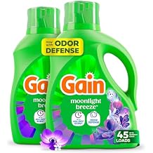 Gain Liquid Laundry Detergent with Odor Defense, Moonlight Breeze Scent, Laundry Soap For HE Washing Machines, 60 fl oz, 45 Loads, Pack of 2 Packaging May Vary