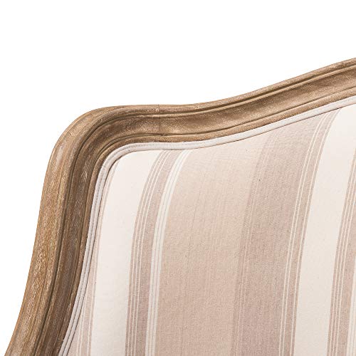 Baxton Studio Striped Charlemagne Traditional French Accent Chair, Oak Brown #TOP4