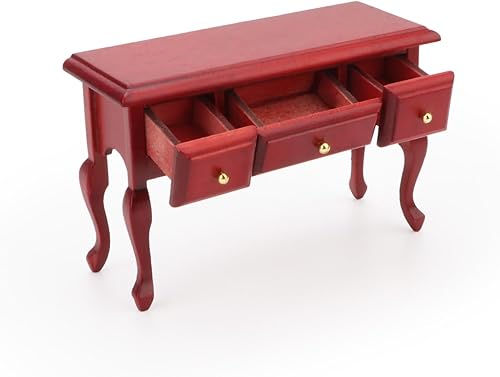 Miniatura 9 de Mesa en miniatura 112 Muebles para casa de muñecas, accesorios de escritorio con 3 cajones, adornos de habitación en miniatura, sala de estar,