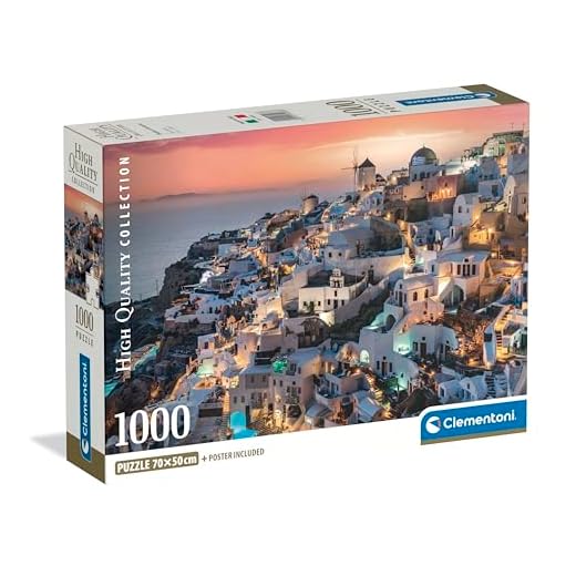 Clementoni - Puzzle 1000 Pezzi per Adulti e Ragazzi, Collection, Tema Santorini, Poster Incluso, Compact Box, Idea Regalo Made in Italy, 70x50 cm, 39933