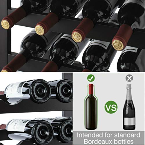 URFORESTIC 28-Bottle Wine Rack Made of Natural Bamboo Wood with Table Top 7-Tier Free Standing Storage Shelves Wobble-Free for Kitchen Bar Dining or Living Room (Dark Brown)