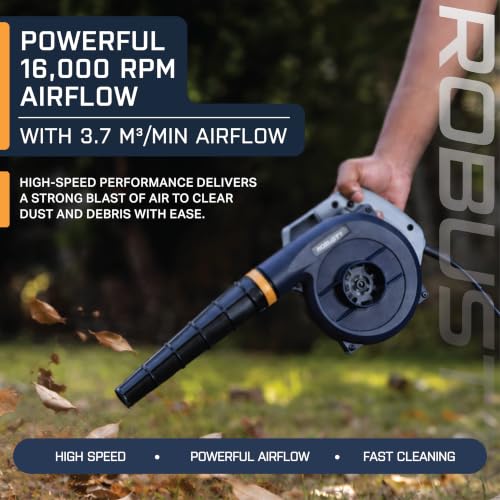 Robustt 620W Heavy Duty Air Blower Machine I 16000 RPM I 5-Variable Speed I 3.5M Long Wire I 3.7 m³/M Air Flow I Copper Motor I Ideal for Cleaning, Home, Car, Leaf Blower and PC I 1 Year Warranty - Image 3