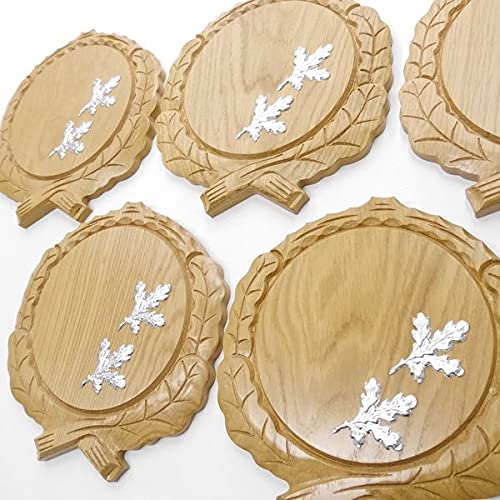 GTK Oferta 5 placas de cuña talladas de roble claro AF 17,5 cm con 10 hojas de aluminio de roble, tabla cuña, tabla de especias, cartel de trofeo.