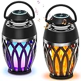 Outdoor Speakers with Colorful Lights, Mens Gifts for Birthday, Portable Bluetooth Speaker, HD Stereo Sound, Torch Atmosphere Speaker Waterproof for Patio/Pool/Camping Cool Gadgets 2 Pack