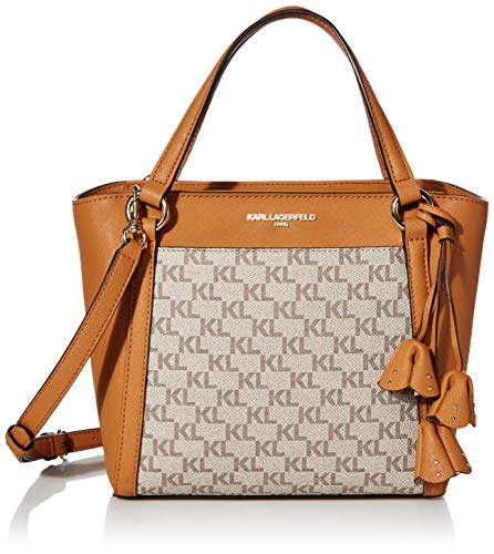Karl Lagerfeld Paris IRIS Satchel Handbag, Almond/Taupe